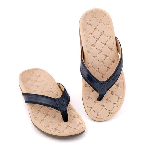 Bella Navy Comfort Slippers For Women